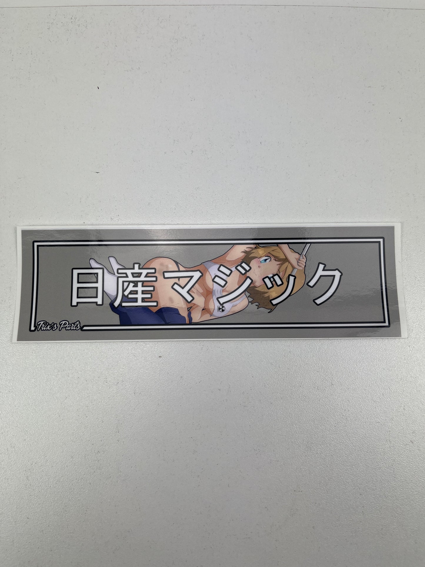 Trix's Parts "Nissan Magic" Sticker With Anime Girl. Size 19.5cm x 5.5cm Rectangle