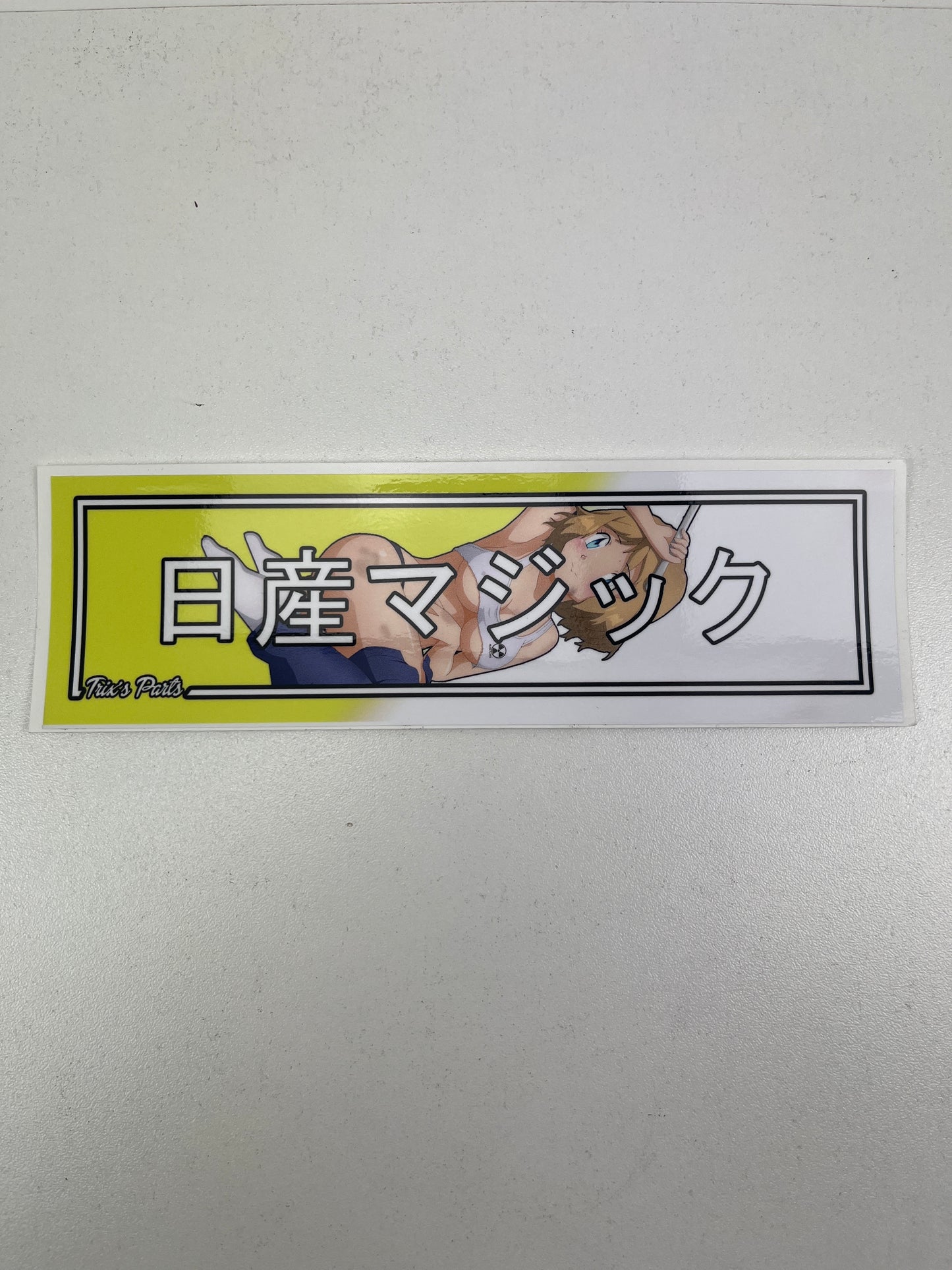 Trix's Parts "Nissan Magic" Sticker With Anime Girl. Size 19.5cm x 5.5cm Rectangle
